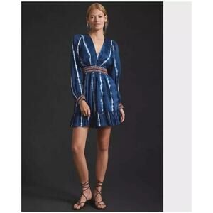 ANTHROPOLOGIE Verb By Pallavi Singhee Beaded Tie-Dye Mini Dress, NWT, X-Small